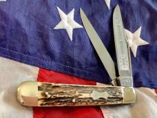 Hand Made Bulldog Brand 4 & 1/8” Trapper Jack (1 of 192 -Buckeye Special) w Gnarly Stag Handles -NOS