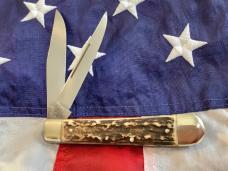 Hand Made Bulldog Brand 4 & 1/8” Trapper Jack (1 of 192 -Buckeye Special) w Gnarly Stag Handles -NOS