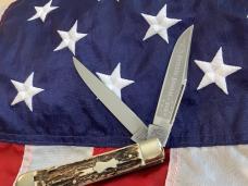 Hand Made Bulldog Brand 4 & 1/8” Trapper Jack (1 of 192 -Buckeye Special) w Gnarly Stag Handles -NOS