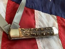 Hand Made Bulldog Brand 4 & 1/8” Trapper Jack (1 of 192 -Buckeye Special) w Gnarly Stag Handles -NOS