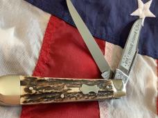Hand Made Bulldog Brand 4 & 1/8” Trapper Jack (1 of 192 -Buckeye Special) w Gnarly Stag Handles -NOS