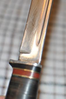 Cattaraugus Chrome Plated Chrome Vanadium Hunting Knife With Original Sheath Aluminum Pommel