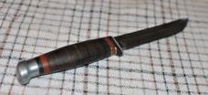 Cattaraugus Chrome Plated Chrome Vanadium Hunting Knife With Original Sheath Aluminum Pommel