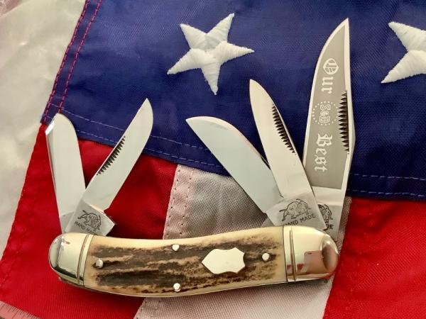 1st Gen 1984 Bulldog Brand “Our Best” S&D 5 Blade Sowbelly Stockman w Super Stag Handles -NOS & M/NM