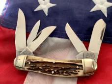 1st Gen 1984 Bulldog Brand “Our Best” S&D 5 Blade Sowbelly Stockman w Super Stag Handles -NOS & M/NM