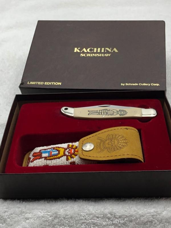 Schrade Cutlery Corp Vintage Limited Edition Kachina Scrimshaw 1 Lock Blade Schrade Cutlery Corp Vintage Limited Edition Kachina Scrimshaw 1 Lock Blade