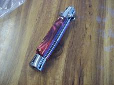  AKC Italy 9 Inch Stiletto Automatic W/Bayonet Blade Red Swirl Composition UNUSED!