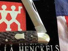 J A Henckels 3 Blade Whittler Pocket Knife w/ Sweet Old Brown Bone Handles! NOS & NM