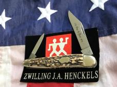 Rare! 1975 Vintage J A Henckels Half Whittler (Mdl# 1780) Pocket Knife w/ Super Stag Handles! NOS