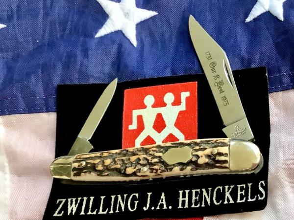 Rare! 1975 Vintage J A Henckels Half Whittler (Mdl# 1780) Pocket Knife w/ Super Stag Handles! NOS Rare! 1975 Vintage J A Henckels Half Whittler (Mdl# 1780) Pocket Knife w/ Super Stag Handles! NOS