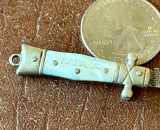 Rare Antique Miniature Folding Stiletto Knife, Fancy Bolsters, Germany