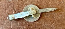 Rare Antique Miniature Folding Stiletto Knife, Fancy Bolsters, Germany