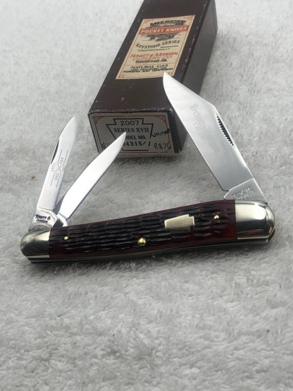 Schatt & Morgan Cutlery Co 2007 Series XVII Dogleg Whittler 3 Blade Pocket Knife Schatt & Morgan Cutlery Co 2007 Series XVII Dogleg Whittler 3 Blade Pocket Knife