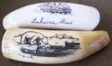 2 scrimshawed ivory Whale Teeth for custom Knife Handle projects