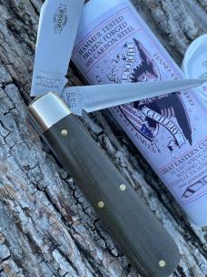 GEC TIDIOUTE ** 861223 OD GREEN LINEN MICARTA BULL HIDE CARVER (1 OF 29)