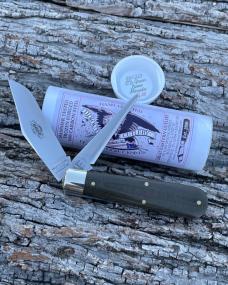 GEC TIDIOUTE ** 861223 OD GREEN LINEN MICARTA BULL HIDE CARVER (1 OF 29)