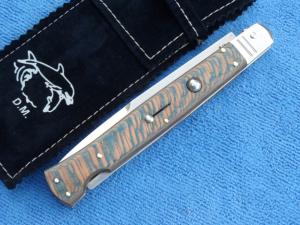 New 11" 5mm D & M Italian Switchblade Blue Burl wood handles LE