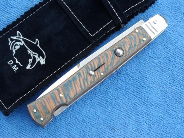 New 11" 5mm D & M Italian Switchblade Blue Burl wood handles LE New 11" 5mm D & M Italian Switchblade Blue Burl wood handles LE