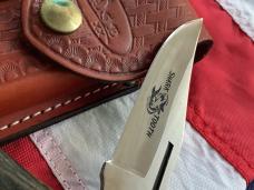 Early1980s Case xx Shark Tooth Folding Hunter w/ Wood Handles (P197 L SSP) +Orig Sheath & Box