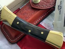 Early1980s Case xx Shark Tooth Folding Hunter w/ Wood Handles (P197 L SSP) +Orig Sheath & Box