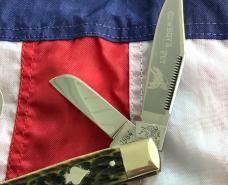 1984 Bulldog Brand “Cowboys’s Pet” Stockman Knife w/ Nice Green Bone Handles -NOS