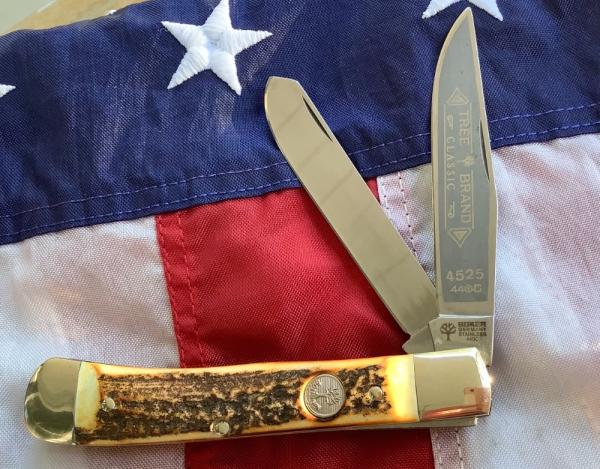 Boker (Tree Brand) Trapper (mdl# 4525) w/ Sweet Stag Handles -NOS Boker (Tree Brand) Trapper (mdl# 4525) w/ Sweet Stag Handles -NOS