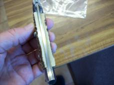 Vintage Italian 9 Inch Stiletto Automatic 1980's Stag/Antler W/Black Kriss Blade Italy Stainless