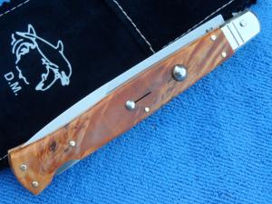 New 11" 5mm D & M Italian Switchblade Orange Burl wood handles LE