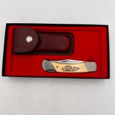 Schrade + USA SC705 Bear Scrimshaw Lockback Knife & Pouch - NIB