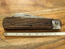 Antique Unbranded Jigged Wood Handle Single Blade Iron Bolsters Carbon Fiber Blade