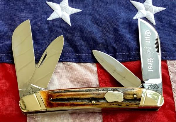 Super Stag Bulldog Brand Congress w/ S&D Our Best Blade Etch w/ Gnarly Stag Handles -NOS Super Stag Bulldog Brand Congress w/ S&D Our Best Blade Etch w/ Gnarly Stag Handles -NOS