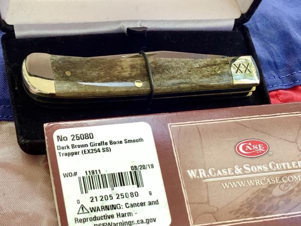 Exotic Case xx 2019 (EX254 SS) w/ Beautiful Brown Giraffe Bone Handles -NOS in orig hard box Exotic Case xx 2019 (EX254 SS) w/ Beautiful Brown Giraffe Bone Handles -NOS in orig hard box