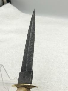 Rare Vintage Damascus Blade Dagger With Pick Bone Handle
