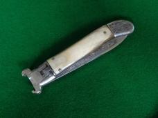 VERY RARE c. 1930's-40's Large Spanish SHOT SHELL Puller Lever Lock BLONDE Cow Horn