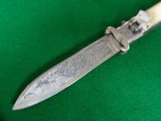 VERY RARE c. 1930's-40's Large Spanish SHOT SHELL Puller Lever Lock BLONDE Cow Horn