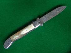 VERY RARE c. 1930's-40's Large Spanish SHOT SHELL Puller Lever Lock BLONDE Cow Horn