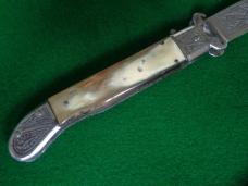 VERY RARE c. 1930's-40's Large Spanish SHOT SHELL Puller Lever Lock BLONDE Cow Horn