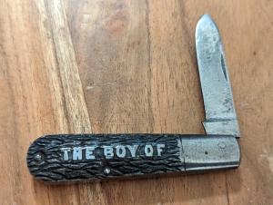 Mid Century "The Boy of America" Single Blade Jigged Metal Handle Pocket Knife