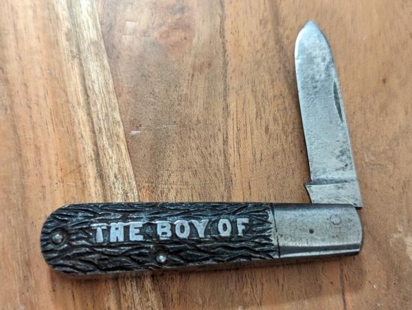 Mid Century "The Boy of America" Single Blade Jigged Metal Handle Pocket Knife
