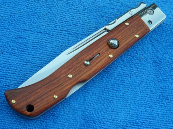 New 11" Italian Roma style Swinguard Switchblade knife Wood handles