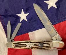 Bulldog Brand Anglo Saxon Whittler w/ Super Vintage Stag Handles -Central Kentucky Knife Club -NOS