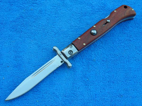 New 9" Roma Italian style Swinguard Switchblade knife Wood handles New 9" Roma Italian style Swinguard Switchblade knife Wood handles