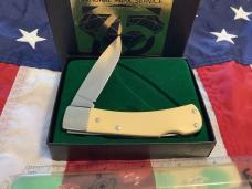 Schrade Scrimshaw 3 & 3/4” Lockback w Buffalo in nature Scene +artist signature (515 SC) -NOS & M/NM
