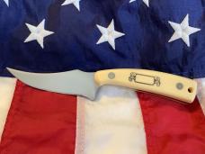 Schrade Scrimshaw 7 & 1/4” Sharpfinger Fixed Blade w/ Elk Scene +artist signature (SC 502) -NOS