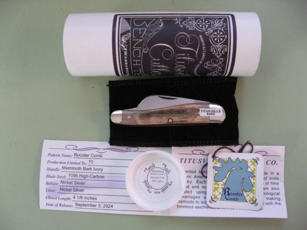 DANIELS FAMILY KNIFE BRANDS-TITUSVILLE CUTLERY-ROOSTER COMB MAMMOTH BARK IVORY #1 DANIELS FAMILY KNIFE BRANDS-TITUSVILLE CUTLERY-ROOSTER COMB MAMMOTH BARK IVORY #1