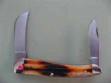   DANIELS FAMILY KNIFE BRANDS-TITUSVILLE CUTLERY-ROOSTER COMB GENUINE AMBER STAG #1