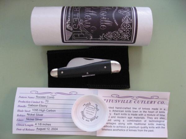   DANIELS FAMILY KNIFE BRANDS-TITUSVILLE CUTLERY-ROOSTER COMB GABON EBONY #3