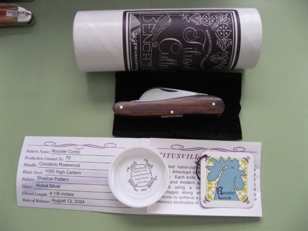   DANIELS FAMILY KNIFE BRANDS-TITUSVILLE CUTLERY-ROOSTER COMB COCOBOLO ROSEWOOD #2