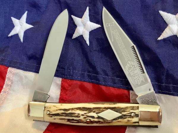 1983 Hand Made Bulldog Brand 4” Lumber Jack Large Moose Knife w/ Sweet Stag Handles -NOS 1983 Hand Made Bulldog Brand 4” Lumber Jack Large Moose Knife w/ Sweet Stag Handles -NOS
