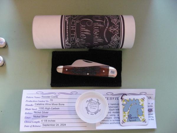 DANIELS FAMILY KNIFE BRANDS-TITUSVILLE CUTLERY-ROOSTER COMB CAROLINA WINE BONE #1 DANIELS FAMILY KNIFE BRANDS-TITUSVILLE CUTLERY-ROOSTER COMB CAROLINA WINE BONE #1
